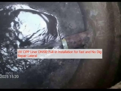 Instalação de revestimento UV CIPP DN100 para reparação lateral rápida e sem escavação